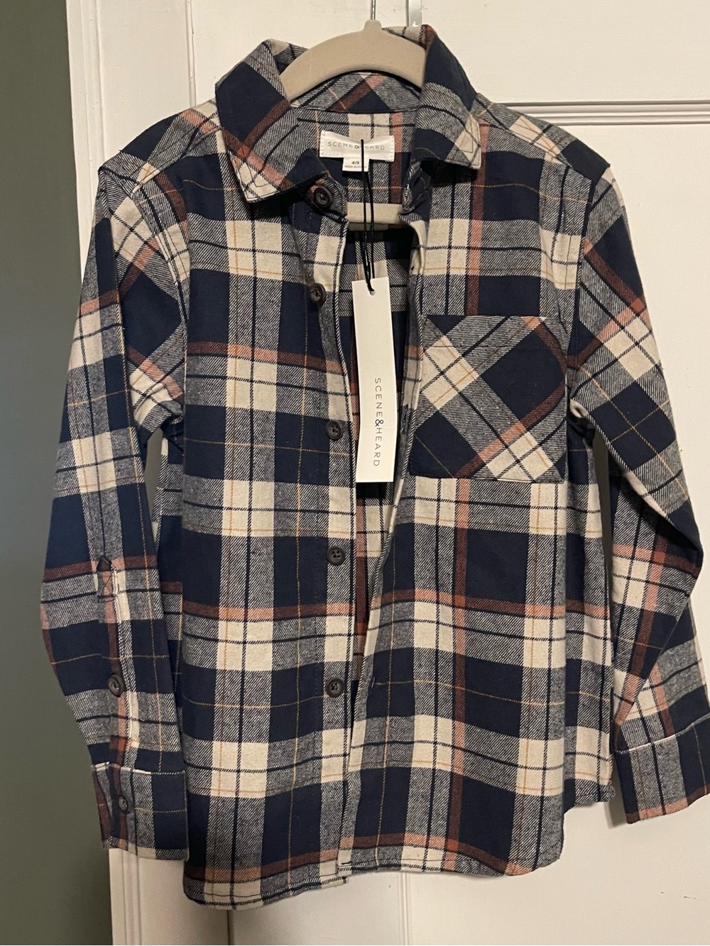 NWT Scene & Heard Boys 4/5 Plaid Flannel Button-Up Shirt